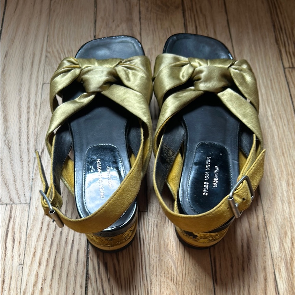 Dries Van Noten
Satin Colorblock Pattern Slingback Sandals